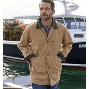 VTG LL Bean Canvas Flannel Lined Hunting Field Barn Chore Jacket Size Large